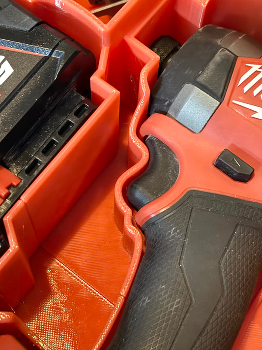 Milwaukee Packout Compact Organiser Custom Inserts for the the M18 Fuel M18FID3-0 Impact driver + 5ah batteries