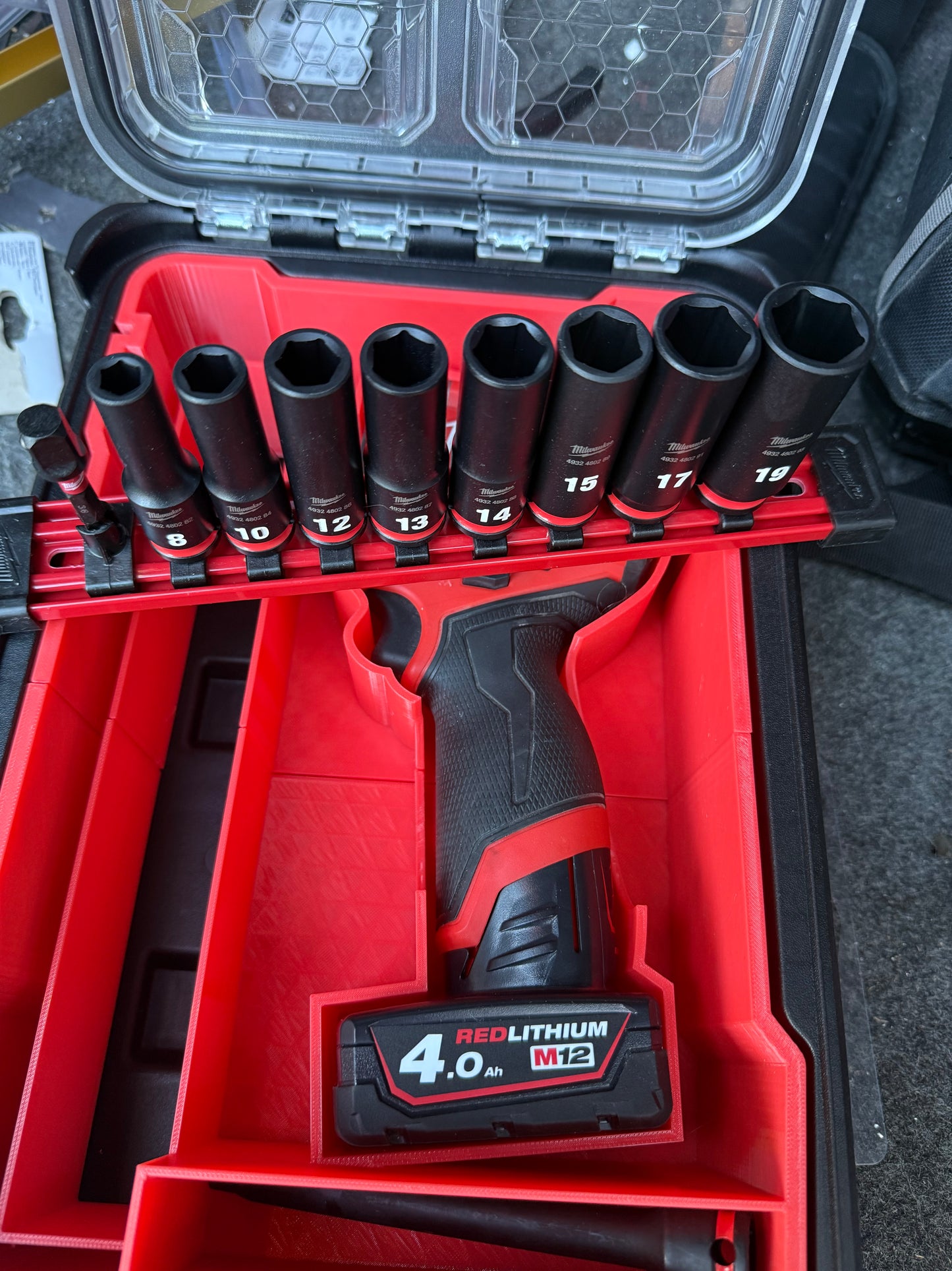 Inserts Compatible with Milwaukee Packout Compact Organiser and M12FCIWF38G3-0 Impact Wrench Plus Milwaukee Sockets